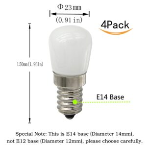 CTKcom 2W LED Refrigerator Bulb,European E14 LED Bulbs(4 Pack)- E14 Base 15W Equivalent Daylight White 6000K 110V Lamp for Freezer Lighting,Home Lighting