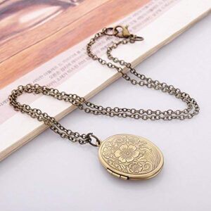 Fajewellery Vintage Engraved Flower Locket Picture Pendant Necklace for Women