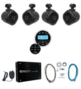 rockville rghr2 marine bluetooth receiver+remote+(4) 6.5" wakeboards+4-ch amp