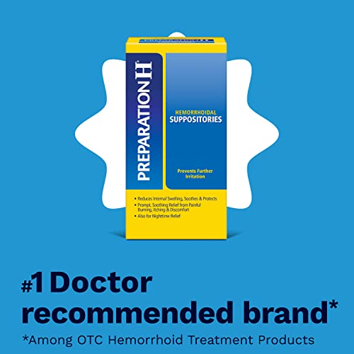 PREPARATION H Hemorrhoid Symptom Treatment Suppositories, Burning, Itching and Discomfort Relief (48 Count)