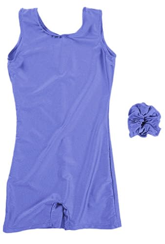 speerise High Stretch Gymnastics Leotards for Girls with Hair Scrunchie, Unitard Kids Short Tank Biketard Dance Costumes Gymnastics Outfit Ballet