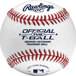 Rawlings | Official T-Balls | TVB | Youth/6u | Bucket | 12 Count | Sponge Rubber Core | Indoor/Outdoor White