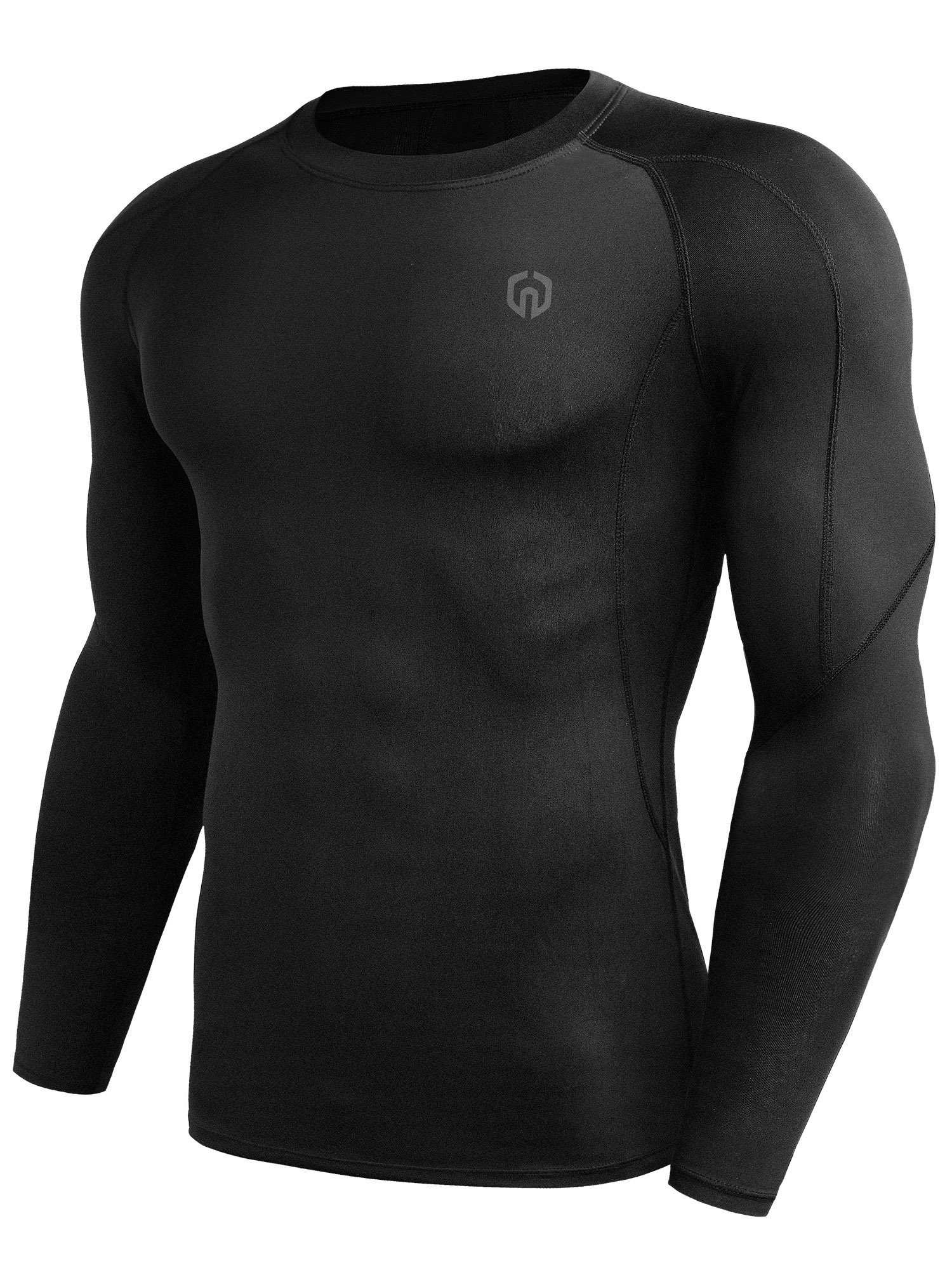 NELEUS Men's 3 Pack Compression Workout Long Sleeve Shirts,5030,Black,US L,EU XL