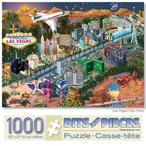 Bits and Pieces - 1000 Piece Jigsaw Puzzle for Adults - Las Vegas City View - 1000 pc The Strip Jigsaw by Artist Joseph Burgess