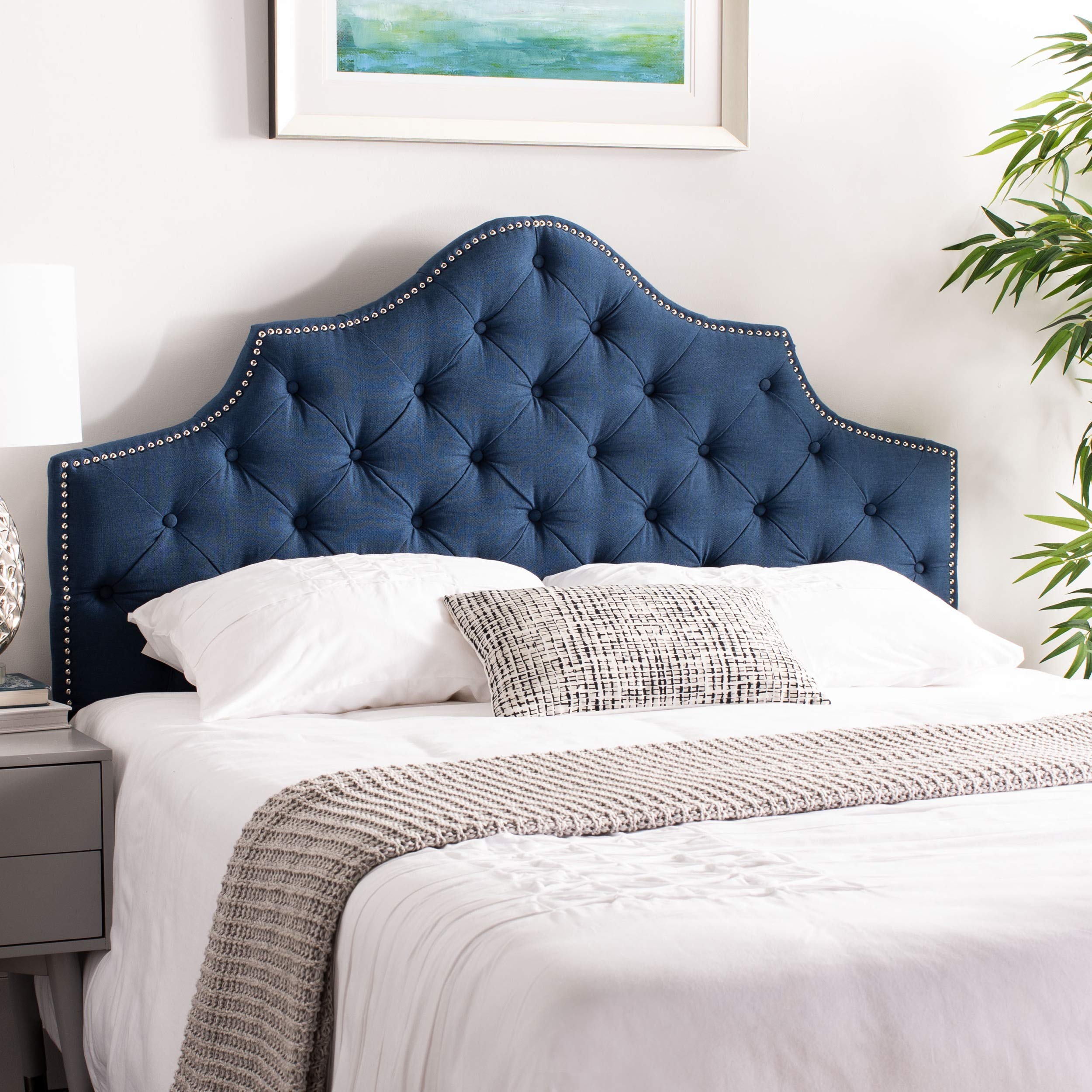 Safavieh Mercer Collection Arebelle Steel Blue Tufted Headboard (Queen)