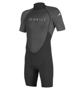 o'neill men's reactor-2 2mm back zip short sleeve spring wetsuit, black/graphite, lt