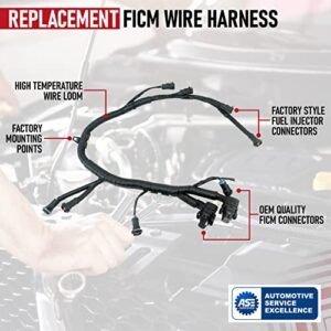 FICM Engine Fuel Injector Complete Wire Harness - Replaces Part 5C3Z9D930A, 5C3Z-9D930-A - Compatible with Ford Vehicles F250 F350 F450 F550 - Powerstroke 6.0L Diesel - 2003-2007