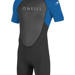 O'Neill Men's Reactor-2 2mm Back Zip Short Sleeve Spring Wetsuit, Black/Ocean, L