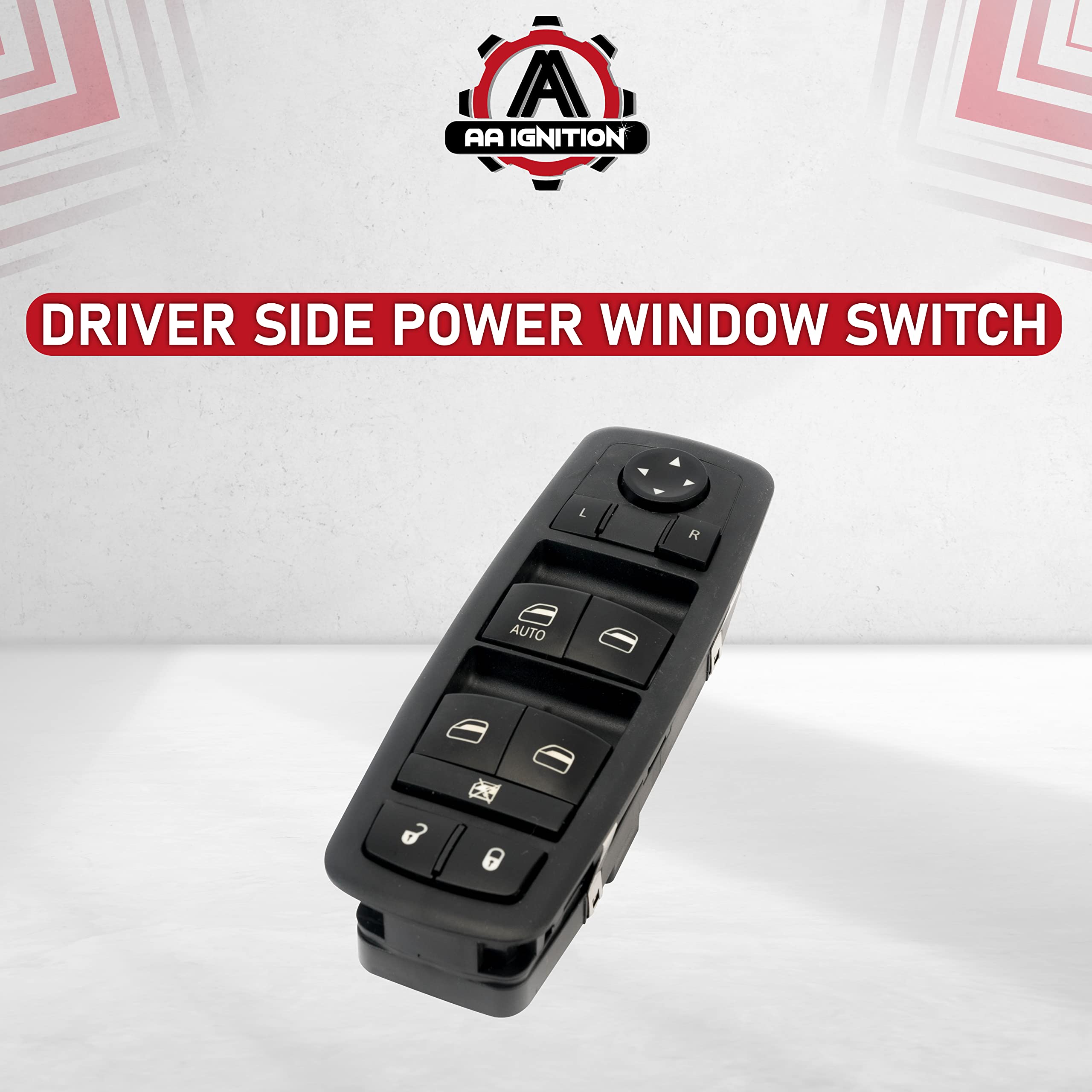 Driver Side Master Power Window Switch - Compatible with Dodge and Jeep Vehicles - 2008-2012 Nitro and Liberty, 2009-2010 Journey - Replaces Part 4602632AH, 4602632AF, 4602632AB, 4602632AG - 8 Pins