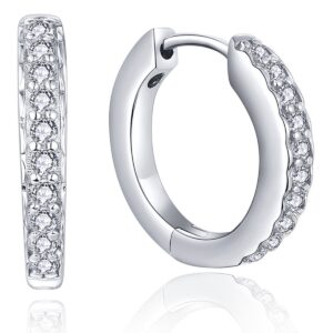 YL Hoop Earrings 925 Sterling Silver 18K White Gold Plated Halo Round Huggie Earring Cubic Zirconia Jewelry