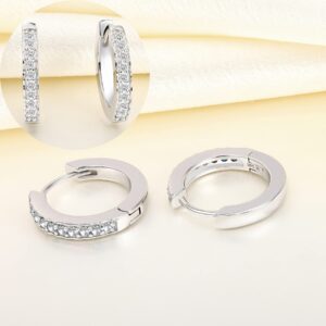 YL Hoop Earrings 925 Sterling Silver 18K White Gold Plated Halo Round Huggie Earring Cubic Zirconia Jewelry