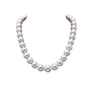 JYX Pearl Necklace 12-14mm White South Sea Pearl Necklace AAAA Round Women Sea Water Pearl Necklace 18"