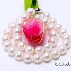 JYX Pearl Necklace 12-14mm White South Sea Pearl Necklace AAAA Round Women Sea Water Pearl Necklace 18"