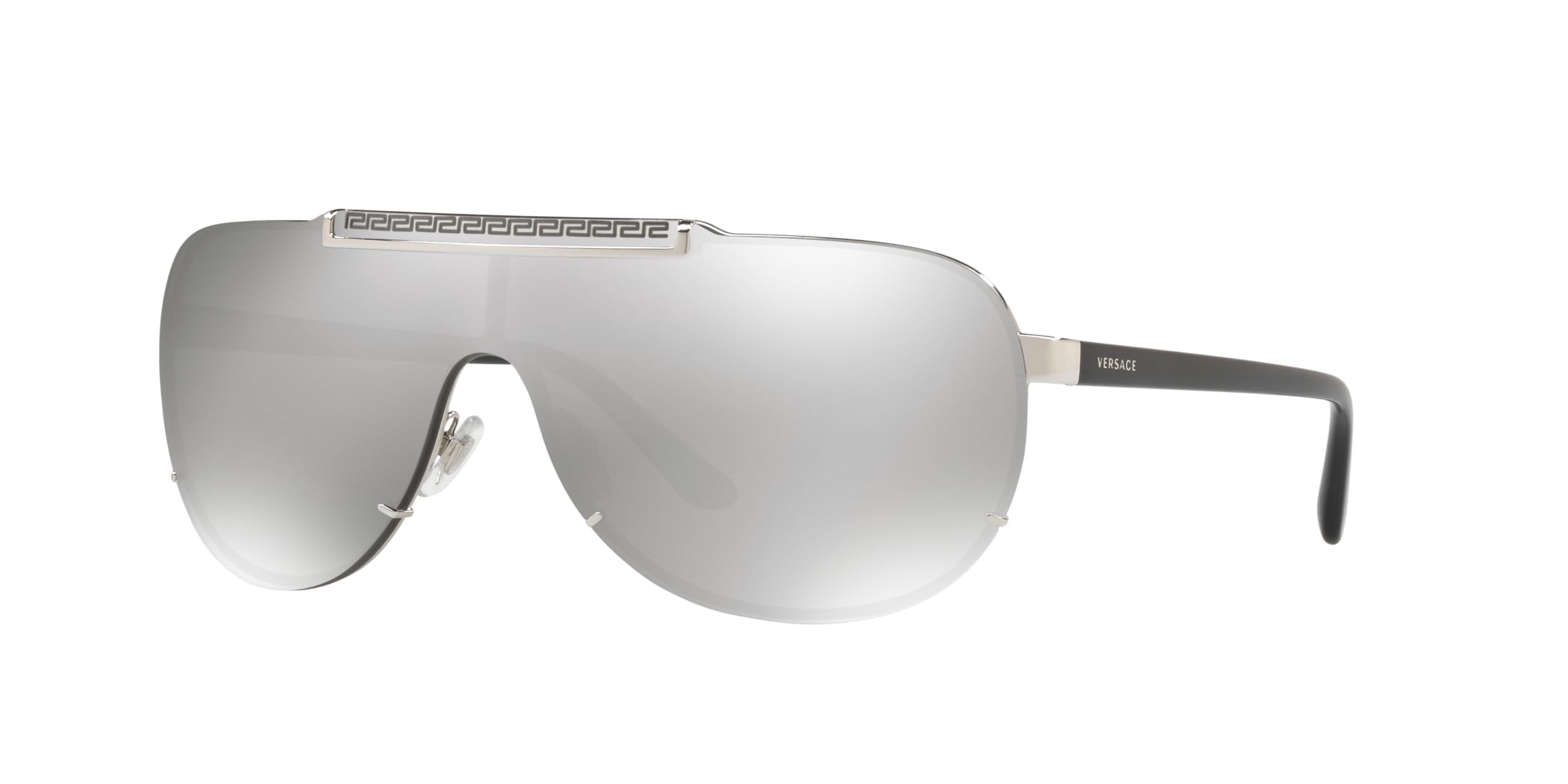 Versace Man Sunglasses Silver Frame, Light Grey Mirror Silver Lenses, 0MM