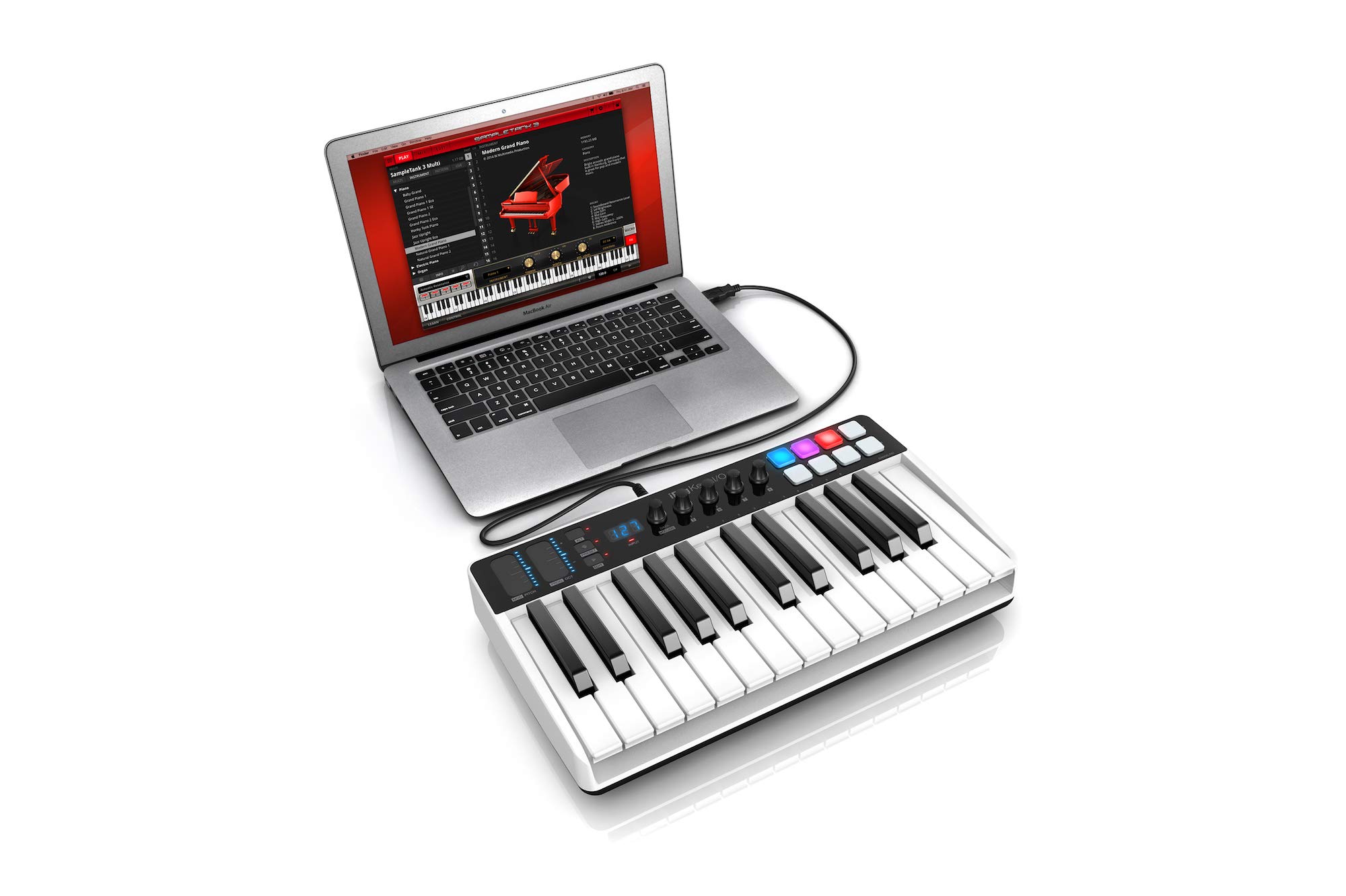 IK Multimedia iRig Keys I/O 25-keys Midi Controller with 24-bit up to 96kHz Audio Interface for iPhone/iPad, Android and Mac/PC