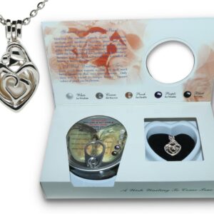 Pearlina Mother Mom Family Necklace Silver-tone Cage Cultured Pearl in Oyster Set w/Stainless Steel Chain 18"