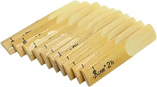 OriGlam 10pcs Alto Sax Saxophone Reeds 2.5 Reed, Alto bE Saxophone Reeds Lade Bamboo 2-1/2 Reed Strength 2.5 for Clarinet, Soprano or Alto Sax