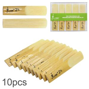 OriGlam 10pcs Alto Sax Saxophone Reeds 2.5 Reed, Alto bE Saxophone Reeds Lade Bamboo 2-1/2 Reed Strength 2.5 for Clarinet, Soprano or Alto Sax