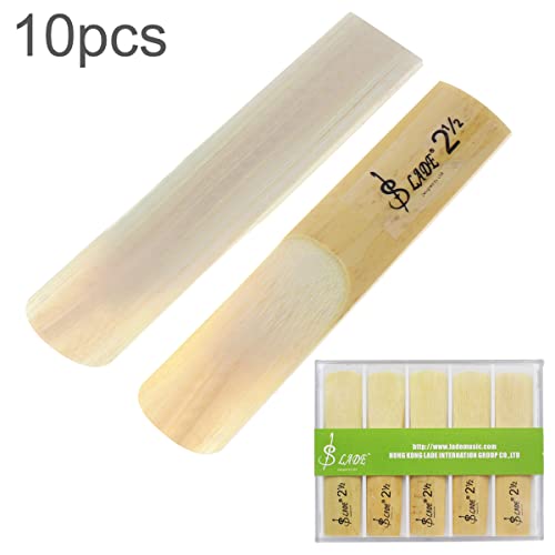 OriGlam 10pcs Alto Sax Saxophone Reeds 2.5 Reed, Alto bE Saxophone Reeds Lade Bamboo 2-1/2 Reed Strength 2.5 for Clarinet, Soprano or Alto Sax