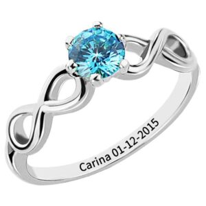 ouslier 925 sterling silver personalized birthstone infinity name ring with engraving inside (silver)