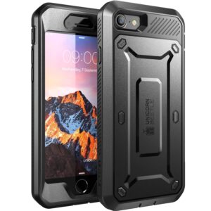 supcase unicorn beetle pro series case designed for iphone se 3 (2022) / iphone se 2 (2020) / iphone 7 / 8, full-body rugged holster case with built-in screen protector (black)