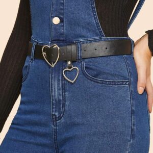 MoYoTo Women's 1.3″Wide Genuine Leather Belts Gold Heart Ring Buckle Jeans Belts (Sliver Heart)