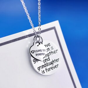 Blerameng Christmas Mother's Day Gift The Love Between a Grandmother and Granddaughter is Forever and I Love You Forever Thanksgiving Pendant Necklace