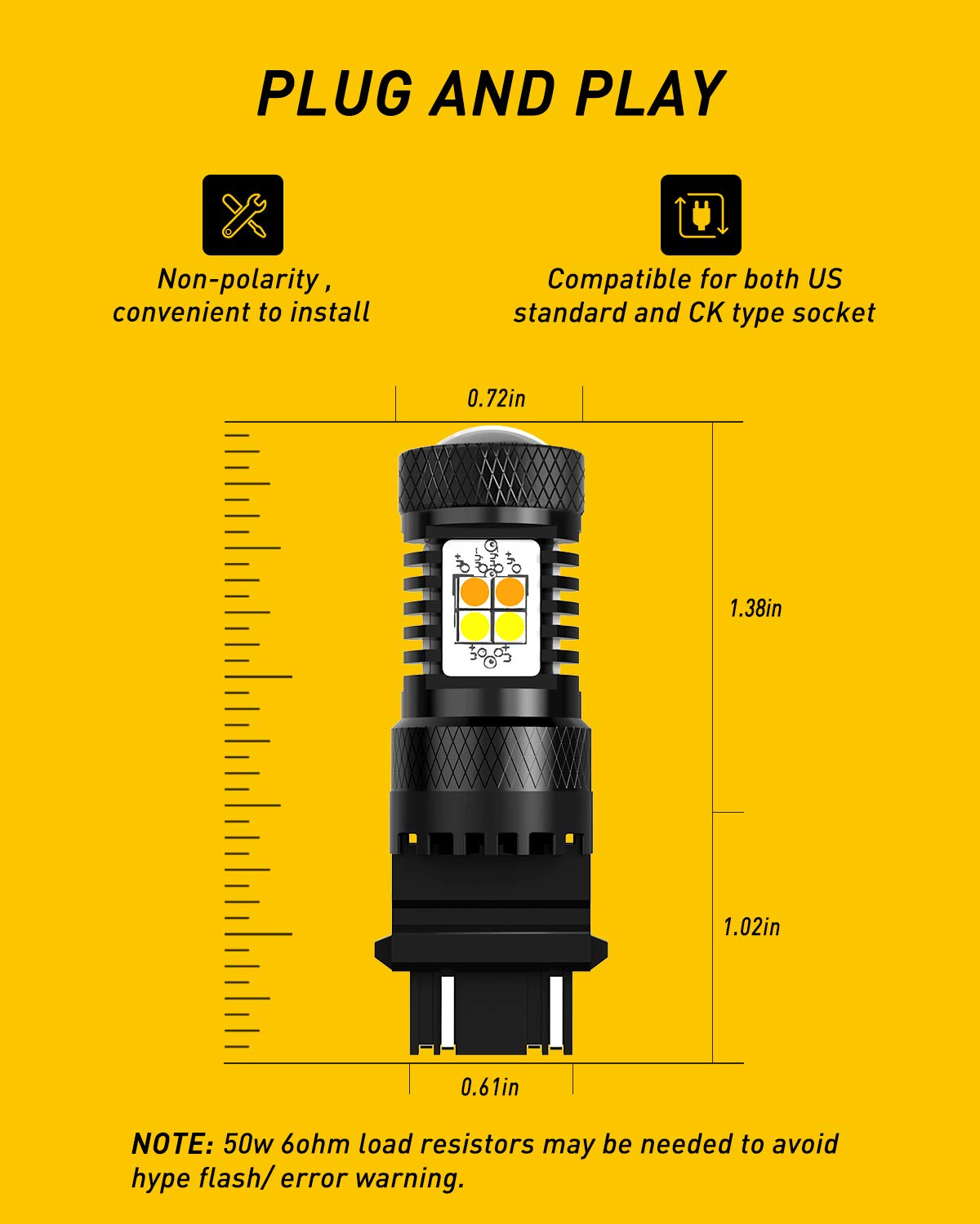 AUXITO White and Amber Dual Color Switchback 3157 3155 3457 4157 LED Bulbs with Projector 3030 Chipsets for Car Turn Signal Lights Parking Lights, (Pack of 2)