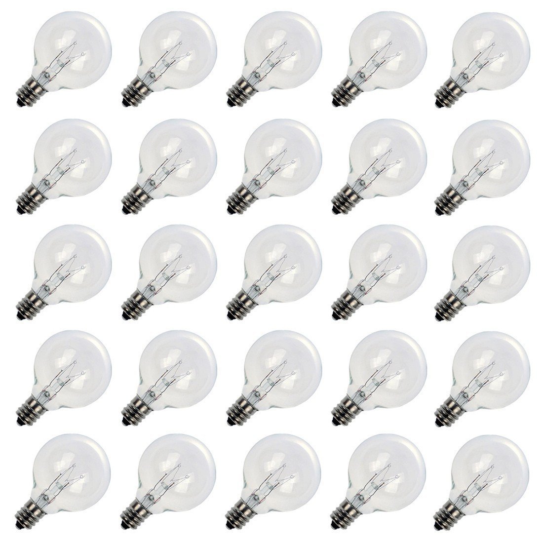 Clear Globe G40 Replacement Bulbs E12 Screw Base Light Bulbs 5W Globe Bulbs 1.5-Inch String Light Replacement Bulbs for Indoor Outdoor Patio Decor,Pack of 25