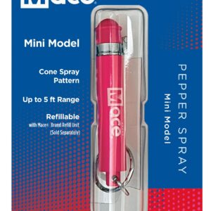 Mace Brand KeyGuard Mini Pepper Spray, Pink, 2-Pack – Accurate 5’ Powerful Pepper Spray Keychain for Women & Men – Refillable Spray, Flip-Top Safety Cap for Fast Access – Easy to Use, Made in The USA