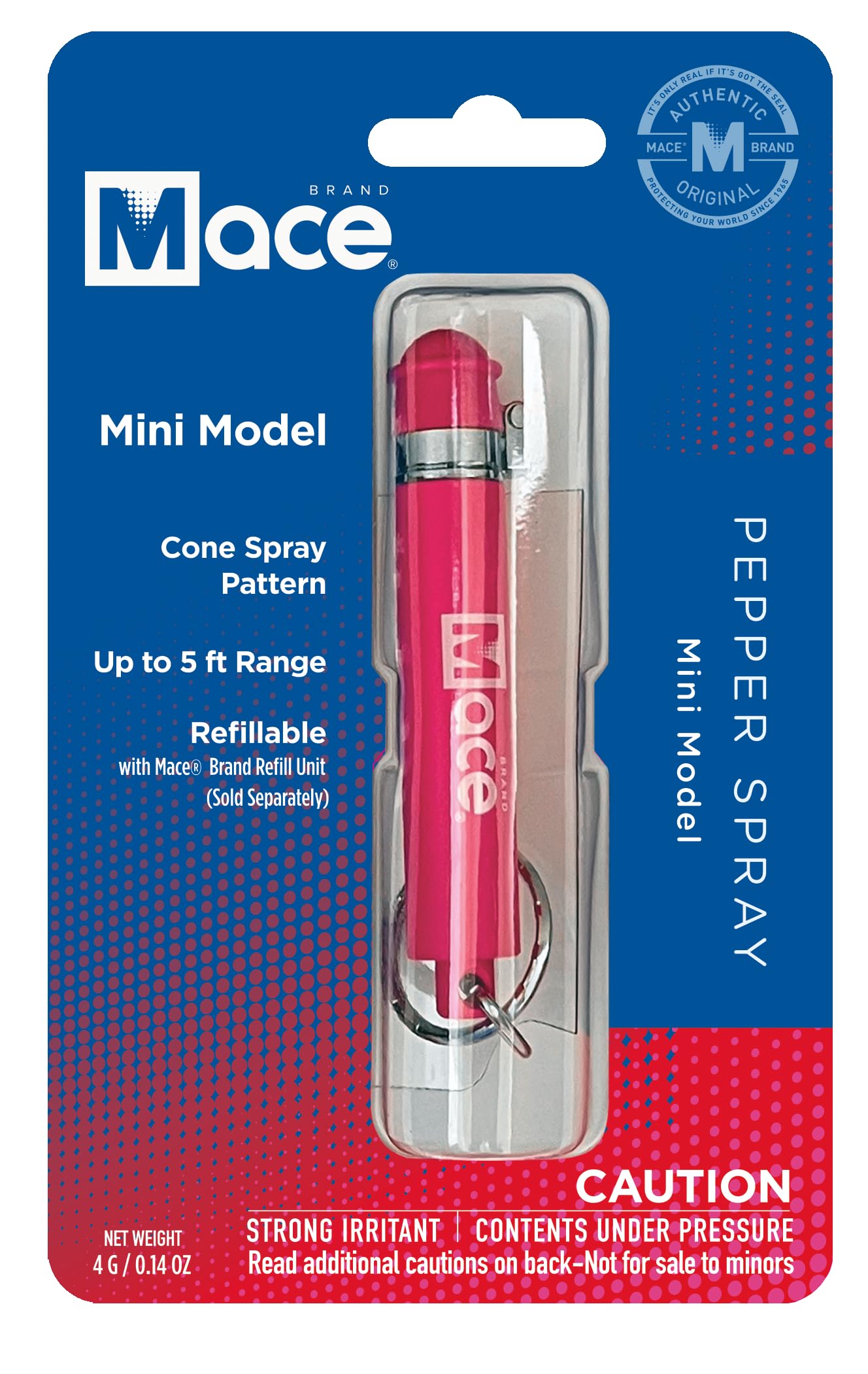 Mace Brand KeyGuard Mini Pepper Spray, Pink, 2-Pack – Accurate 5’ Powerful Pepper Spray Keychain for Women & Men – Refillable Spray, Flip-Top Safety Cap for Fast Access – Easy to Use, Made in The USA