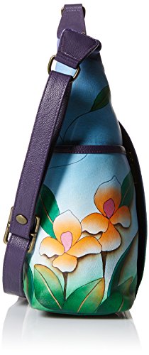 Anna by Anuschka Women’s Leather-Large Shoulder Hobo, Midnight Peacock