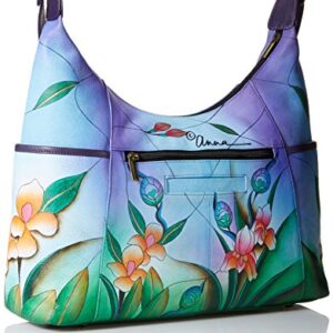 Anna by Anuschka Women’s Leather-Large Shoulder Hobo, Midnight Peacock