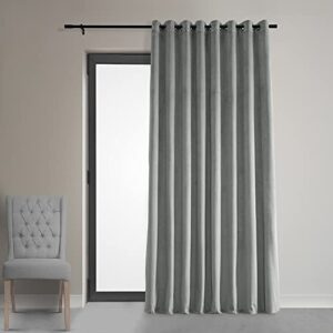 HPD Half Price Drapes Extra Wide Grommet Blackout Velvet Curtains 84 Inches Long Heat & Full Light Blocking Blackout Curtains for Bedroom & Living Room (1 Panel), 100W x 84L, Silver Grey