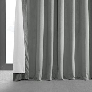 HPD Half Price Drapes Extra Wide Grommet Blackout Velvet Curtains 84 Inches Long Heat & Full Light Blocking Blackout Curtains for Bedroom & Living Room (1 Panel), 100W x 84L, Silver Grey