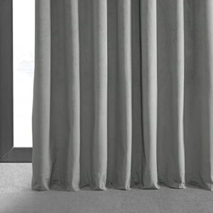 HPD Half Price Drapes Extra Wide Grommet Blackout Velvet Curtains 84 Inches Long Heat & Full Light Blocking Blackout Curtains for Bedroom & Living Room (1 Panel), 100W x 84L, Silver Grey