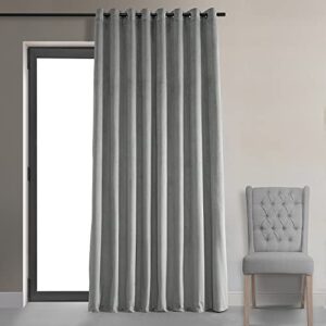 HPD Half Price Drapes Extra Wide Grommet Blackout Velvet Curtains 84 Inches Long Heat & Full Light Blocking Blackout Curtains for Bedroom & Living Room (1 Panel), 100W x 84L, Silver Grey