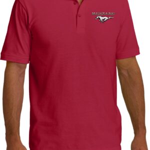 Mens Ford Polo Mustang Pocket Print Pique Polo Shirt, Red, 3XL