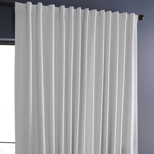 HPD Half Price Drapes Extra Wide Faux Silk Blackout Curtains 108 Inches Long for Bedroom & Living Room Vintage Textured Blackout Curtain (1 Panel), 100W x 108L, Ice