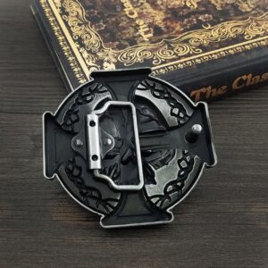 YOQUCOL QUKE Vintage Skull Skeleton Celtic Cross Belt Buckle American Western Cowboy For Men