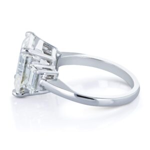 Kobelli 5 1/2 Carat TGW Three Stone Emerald Cut Moissanite Statement Engagement Ring in 14k White Gold - Size 10.5