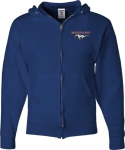 mens ford mustang pocket print full zip hoodie, royal, medium