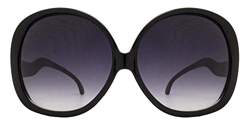 Elite - Big Huge Oversized Vintage "Jackie O" Style Sunglasses Retro Women Celebrity Fashion (Black)