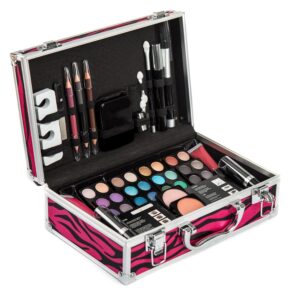 vokai makeup kit gift set - 51 piece - 32 eye shadows, 2 blushes, 2 lip glosses, 2 lipsticks, 2 eye liner pencils, 1 lip liner pencil, 1 mascara - case with carrying handle