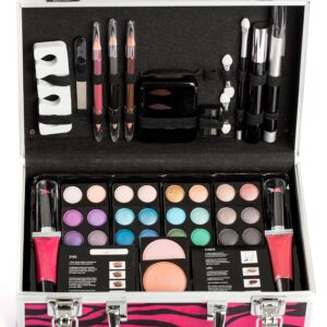 Vokai Makeup Kit Gift Set - 51 Piece - 32 Eye Shadows, 2 Blushes, 2 Lip Glosses, 2 Lipsticks, 2 Eye Liner Pencils, 1 Lip Liner Pencil, 1 Mascara - Case with Carrying Handle