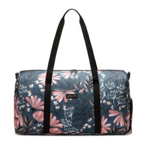 Jadyn B 22" Women's Large Duffel/Weekender Bag with Shoe Pocket, Travel Bag (Navy Floral)