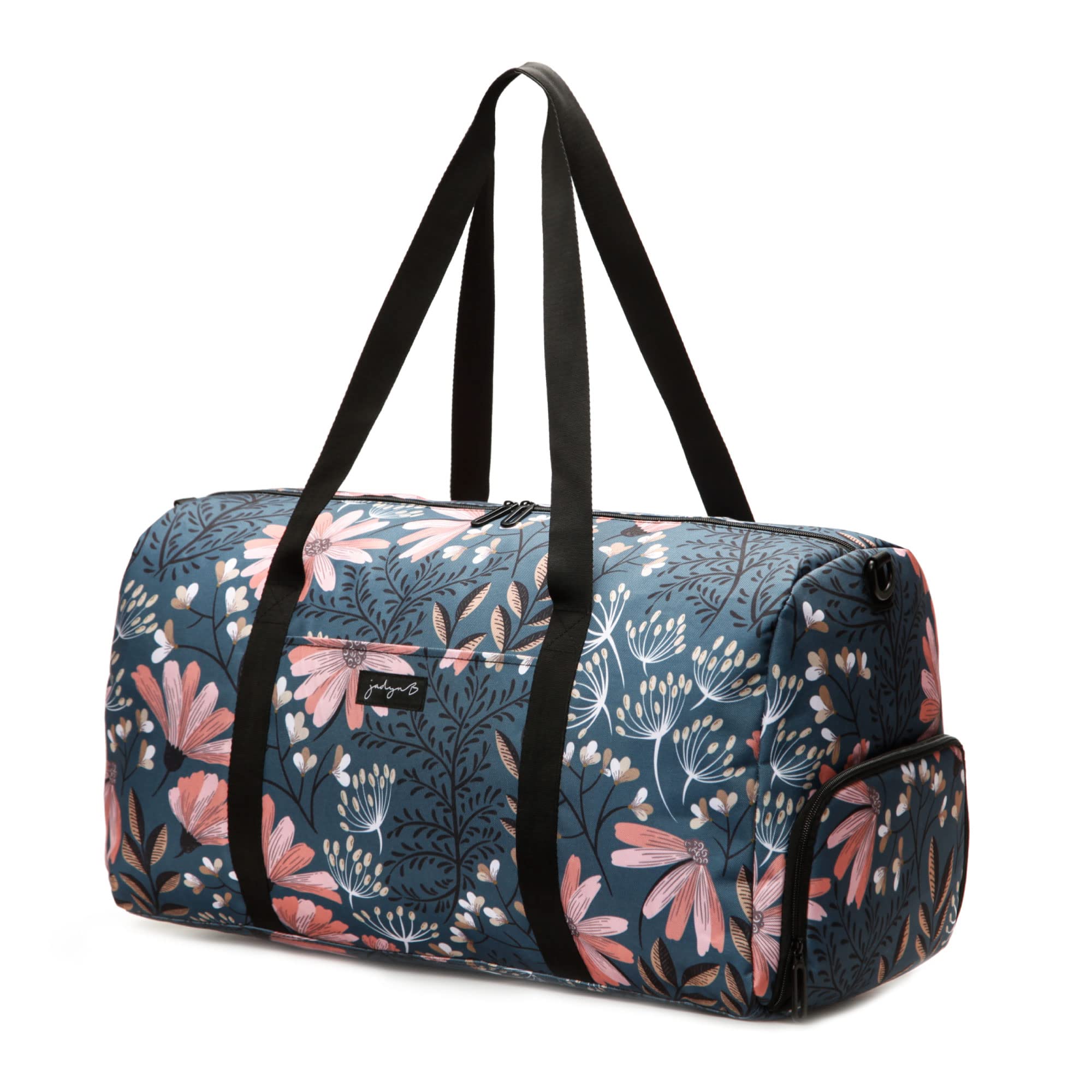 Jadyn B 22" Women's Large Duffel/Weekender Bag with Shoe Pocket, Travel Bag (Navy Floral)