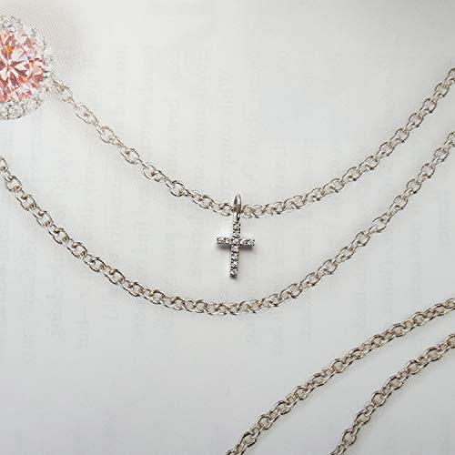 Solid 14K Gold, White or Rose Gold Necklace Small Tiny 0.04 cttw Natural Diamond Cross Pendant Necklace (14, 16, 18, 20 Inches), 16