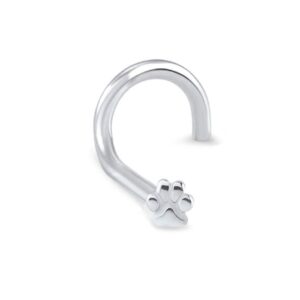 316L Surgical Steel Left Nostril Screw Nose Stud Ring Paw Print 20G