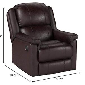 GDFStudio Jemma Tufted Brown Bonded Leather Swivel Gliding Recliner Chair 37.5D x 31.25W x 38.25H in